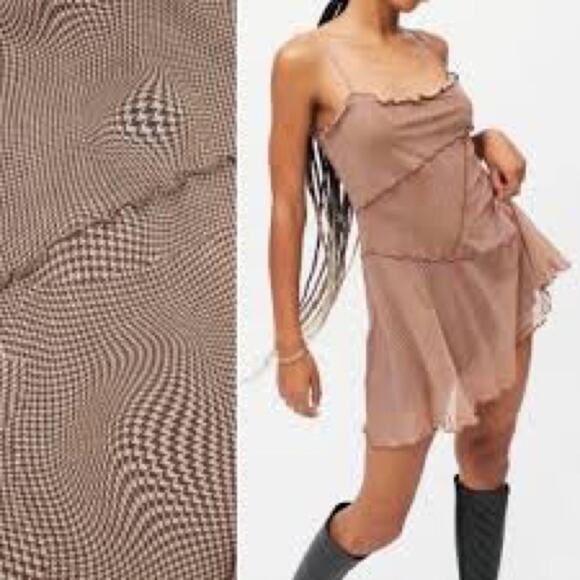 Urban Outfitters Moxie Mesh Mini Slip Dress Brown - Picture 1 of 7
